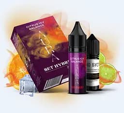 Набір компонентів для самозамісу сольової заправки Aura HYBRID 10 мл Citrus Ice Balance Лайм Апельсин Лід, 0-50 мг (17221)