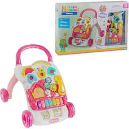 Дитяча каталка-ходунки з ігровою музичною панеллю, рожевого кольору