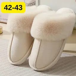 Жіночі домашні капці з хутром Slippers теплі м’які закриті тапочки для дому 42-43 білого кольору KT8003804 - мініатюра 2