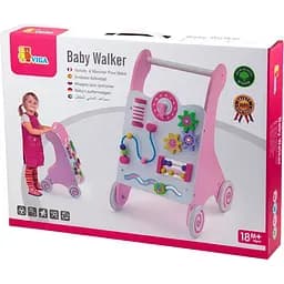Ходунки-каталка Viga Toys з бізібордом рожеві (50178) - мініатюра 6