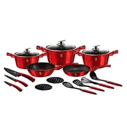 Набір посуду Berlinger Haus Metallic Line Burgundy Edition, 17 шт (BH 6162)