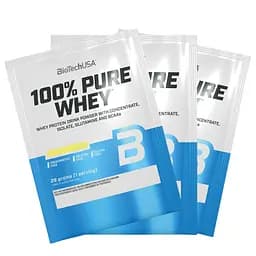 Набір протеїну BiotechUSA 100% Pure Whey: Strawberry + Banana +  Bourbon Vanilla 84 г (3 шт. 28 г)