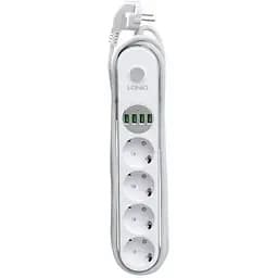 Мережевий фільтр LDNIO SE4432 подовжувач 4 розетки 4 USB 2 м білий