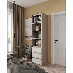 Пенал открытый с шухлядами Moreli T-219 500x2117x498 мм Капучино/Бетон (mo-t219-capuch-beton)