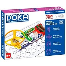 Электронный конструктор Doka Первые шаги в электронике D70709 набор А, 15 схем, свет