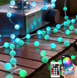 Розумна світлодіодна музична гірлянда 100LED, 10 м, кольорові RGB кульки з USB живленням та дистанційним - мініатюра 11