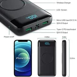 Зарядний пристрій Power Bank HX160Q2 30800mAh 25W-PD (2USB+Type-C) Чорний - мініатюра 5