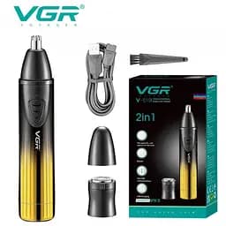 Триммер 2 в 1 VGR V-619 Blue, 2 насадки, триммер для носа, шейвер Желтый