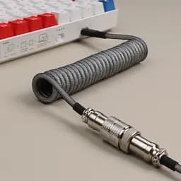 Кабель авіатор / USB Type-C / Для клавіатури / Спіральний , Сірий