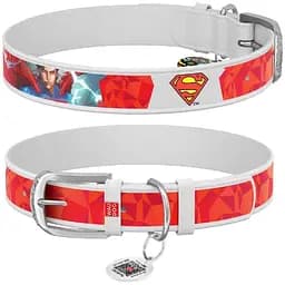 Нашийник для собак Waudog Design шкіряний з QR паспортом, малюнок Супермен1, XS, Ш 12 мм, Дов 18-24 см (4823089322667)