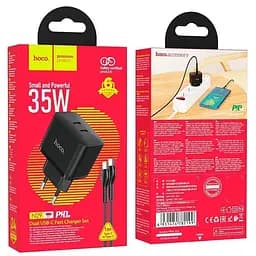 МЗП Hoco N29 PD35W (2USB-C) + кабель Type-C to Type-C Black - мініатюра 3