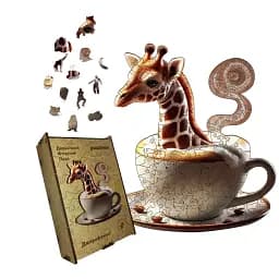 Дерев'яний фігурний пазл Джирафучіно, А4, Картонна коробка 100 елементів