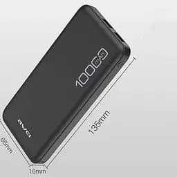Портативний зарядний пристрій для телефона Power Bank Awei P5K 10000 mAh Павербанк USB чорний - мініатюра 4