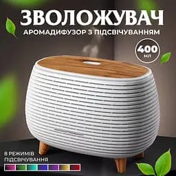 Зволожувач повітря аромадифузор з підсвічуванням 400 мл, білий Holdmay HPKP7049W - мініатюра 2