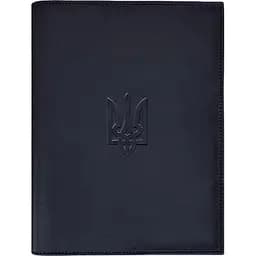 Кожаная обложка BlankNote Standart с Трезубцем для нотариального реестра темно-синий