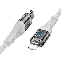 Кабель с дисплеем Hoco U115 Type-C to Lightning PD 20W 1,2 метра серый