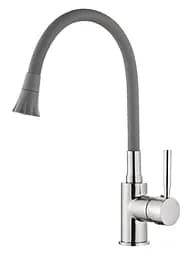 Змішувач для кухні Globus Lux Lazer GLLR-0203SA-8-G03 одноважільний сталевий з душовою насадкою для монтажу на один отвір