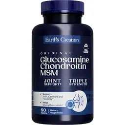 Хондропротектор Earth‘s Creation Glucosamine Chondroitin MSM, 60 таблеток для підтримки суглобів
