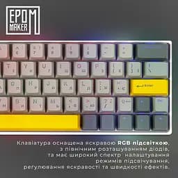 Клавіатура Epomaker EP64 Mulan White механічна бездротова (EP64-W-M) - мініатюра 10