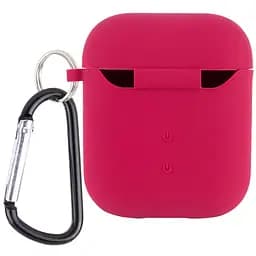 Силіконовий футляр з мікрофіброю для навушників Airpods 1/2 Червоний / Rose Red - мініатюра 2