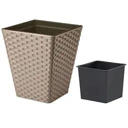 Горщик для квітів Form-Plastic Rattana квадро-40 41 л бежевий (3880-051)