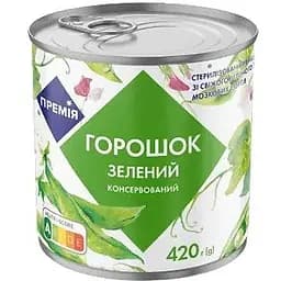 Горошок зелений Премія консервований, 420 г