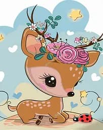 Набір для розпису по номерах Оленя в квіточках, Strateg, 30x40 см, SS6718