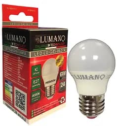 Лампочка светодиодная Лампа LED ДШ 6W E27 4000K 540Lm LU-G45-06274 TM LUMANO