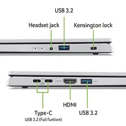 Ноутбук Acer Aspire Go AG15-21P 15.6 FHD IPS, AMD R3-7320U, 16GB, F512GB, UMA, Lin, сріблястий (NX.J8TEU.008) - мініатюра 2