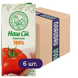 Упаковка соку Наш сік Томатний 100% з сіллю 11.58 л (1.93 л х 6 шт.)