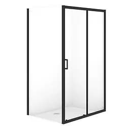 Душевая кабина Cersanit Brasco 120x90 см прямоугольная раздвижная прозрачное стекло без поддона black S168-016, прозрачный, черный