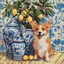 Алмазна мозаїка "Коргі та лимони" art_selena_ua AMO20217, 40х40 см
