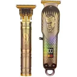 Мужской аккумуляторный триммер 2 в 1 Daling DL-1823 для бороды усов 5Вт машинка для стрижки Led дисплей Золото