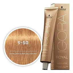 Перманентна фарба для сивого волосся Schwarzkopf Igora Royal Absolutes, відтінок 9-50 (екстра світлий блондин золотистий натуральний), 60 мл (2681804) - мініатюра 2