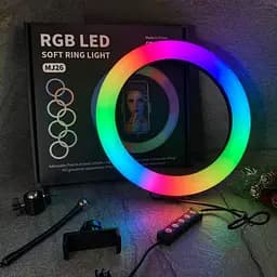 Селфі-лампа LED кільцева 26 см Voltronic MJ26 RGB + штатив - мініатюра 3