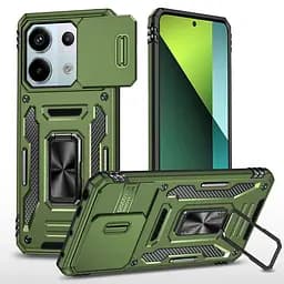 Чехол Epik ударопрочный Camshield Army Ring для Xiaomi Redmi Note 13 Pro 4G/14s/Poco M6 Pro 4G Оливковый/Army Green