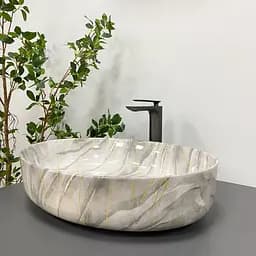Умивальник VBI Udine stone glossy накладний VBI-012102, Сірий - мініатюра 4