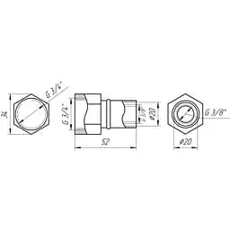 Муфта із внутрішньою різьбою прес APE AP 102 3/4″х20 000001716 - мініатюра 3
