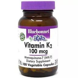 Витамин K2 Bluebonnet Nutrition 100 мкг 100 вегетарианских капсул