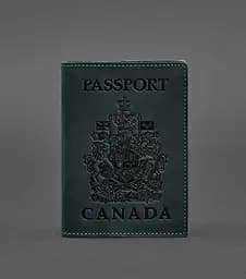 Кожаная обложка для паспорта с канадским гербом зеленая Crazy Horse