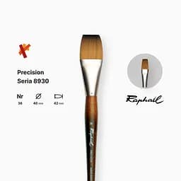 Пензель синтетика плоска Raphael Precision, №36, для акрилу та олії, довга ручка - мініатюра 2