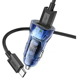 Автомобильное зарядное устройство Hoco Z47 Type-C 2 x USB-A QC3.0 20 Вт синий