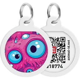 Адресник для собак і котів Waudog Smart ID з QR паспортом Око монстра коло 25 мм