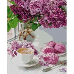 Алмазна мозаїка "Бузок та кава" Brushme DBS1106, 40x50 см