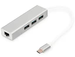 USB-Хаб Digitus USB-C - USB 3.0 3 Port Hub + Gigabit Ethernet (DA-70255)