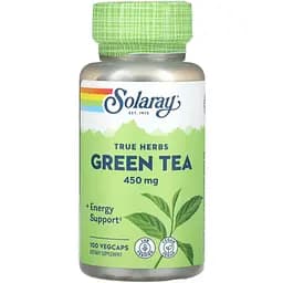 Листя зеленого чаю для енергії Solaray Green Tea Leaf 450 мг 100 вегетаріанських капсул (2023-10-3011)