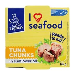 Тунець Zigmas I love seafood шматочки в розсолі 145 г