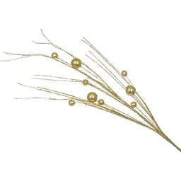 Новогодняя декоративная ветка с блестящими ягодами 78 см Золото