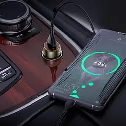 Адаптер автомобільний HOCO Type-C Cable Blue shield single port car charger Z46 коричневий - мініатюра 4