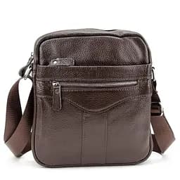 Шкіряний маленький чоловічий месенджер коричневий Tiding Bag M56-0187C